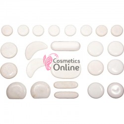 Pietre de marmura alba pentru masaj rece corporal, set 24 bucati, art ME P1829